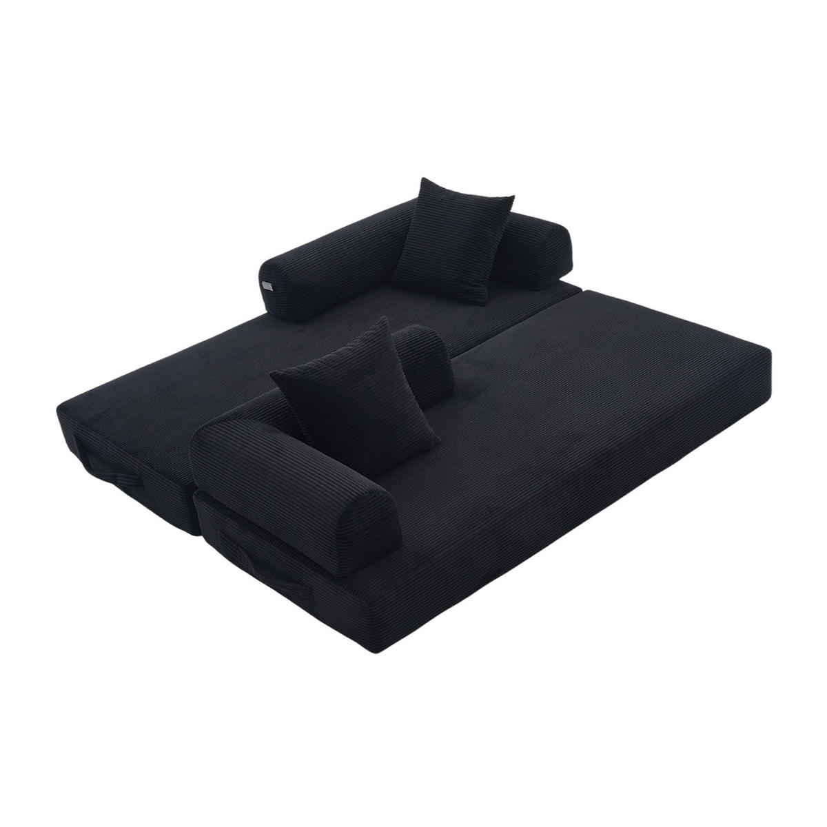 SOFA modular 200 x 94 cm Corduroy Schwarz mit 3 Kissen - Schwarz, Kunststoff (94/67/200cm) - Meubliv