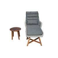 GARTENSTUHL Tokio mit Beistelltisch Grau Gartenstuhl-Set - Grau, Holz (65/95/85cm) - DELUKE