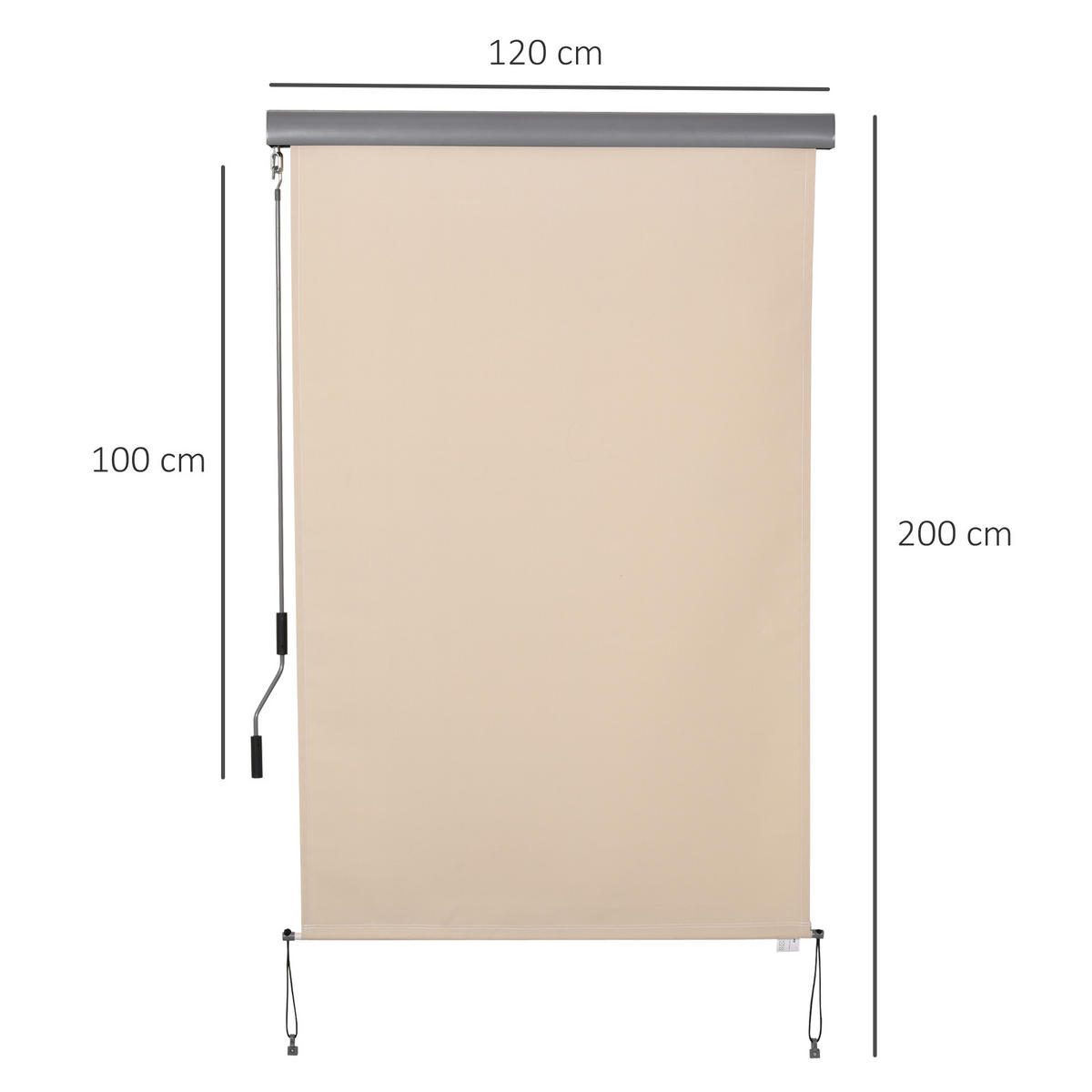 BALKONMARKISE, Dunkelgrau/Cremeweiß/Grau, L200 x B120 cm/L200 x B140 cm - Creme, Metall (120/200/200cm) - Outsunny