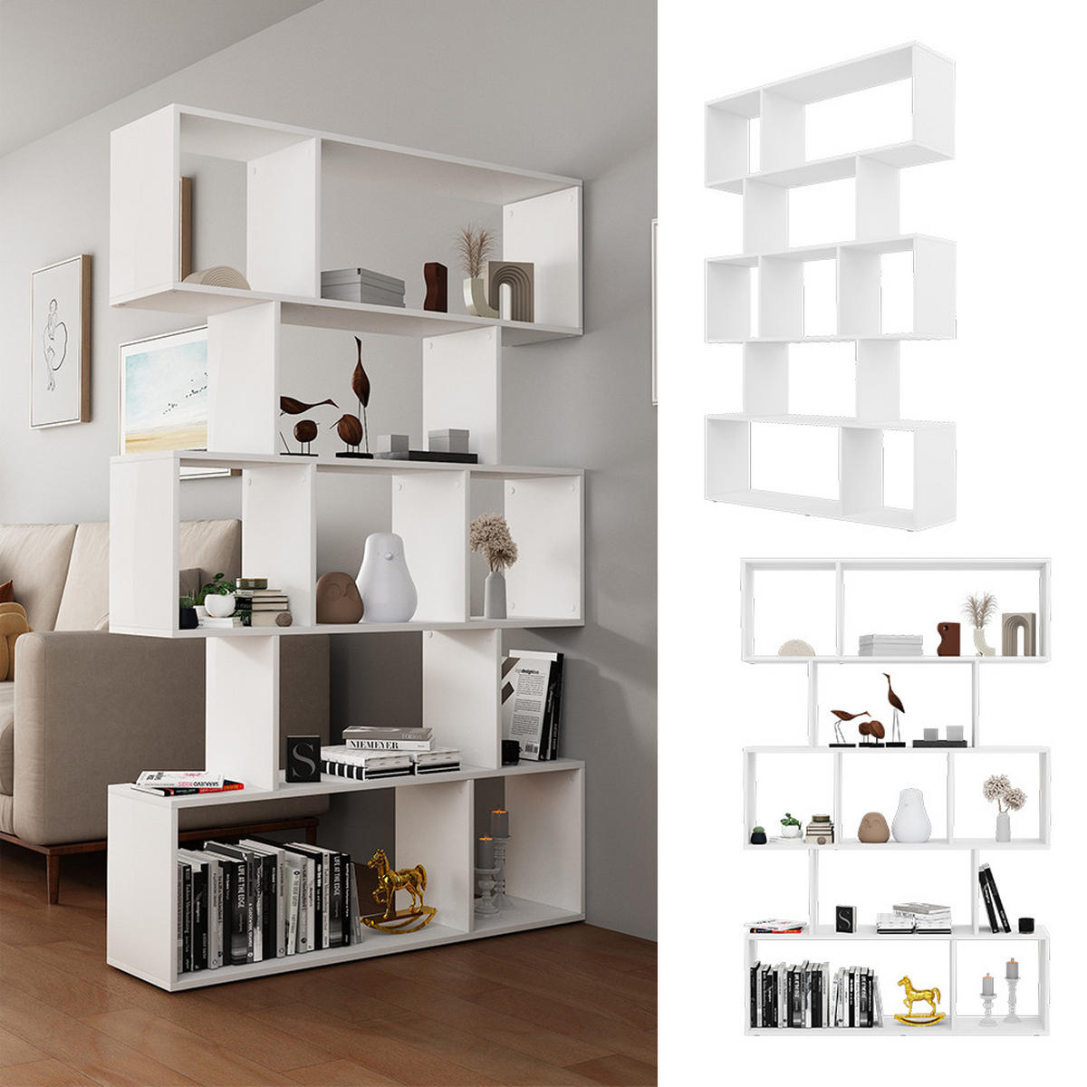 RAUMTEILER Aramis Weiß 106 x 161.5 cm 9 Fächer - Weiß, Holzwerkstoff (106/161.5/25cm) - Vicco