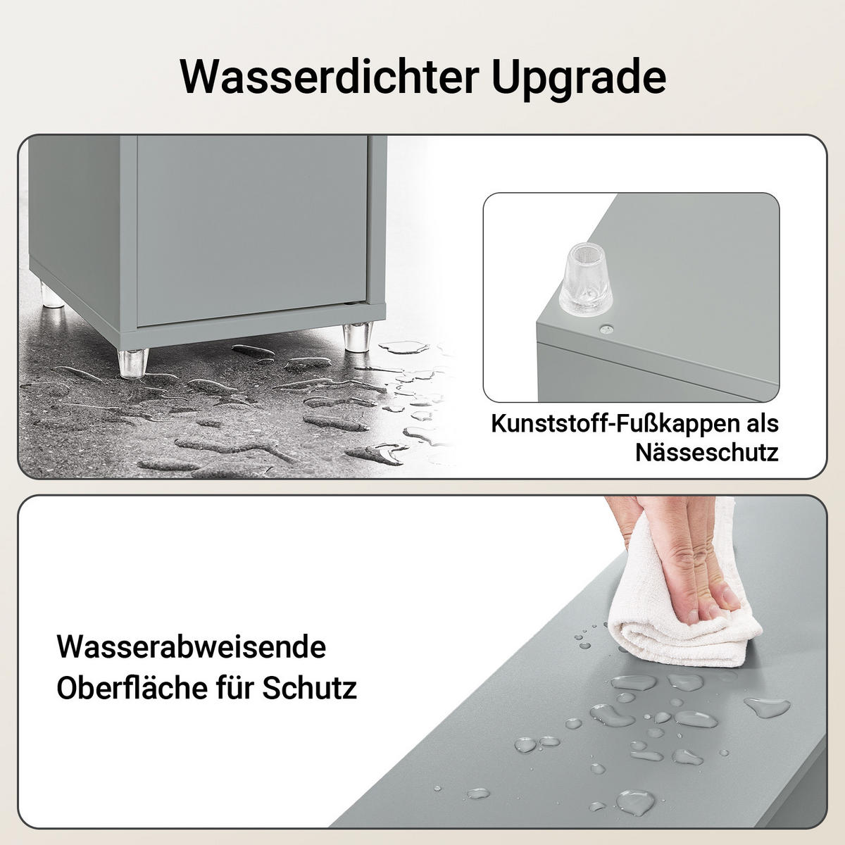 HOCHSCHRANK schmal Hellgrau - Hellgrau, Holzwerkstoff (45/58/40cm) - SoBuy