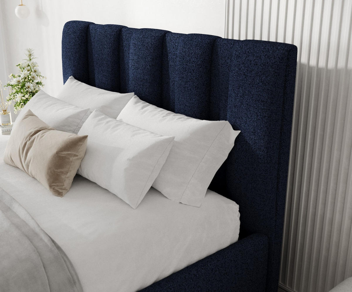 POLSTERBETT Loom 180/200 cm Marineblau im Riva Stoff - Naturfarben/Dunkelblau, Holz/Holzwerkstoff (180/200cm) - AltaBeds