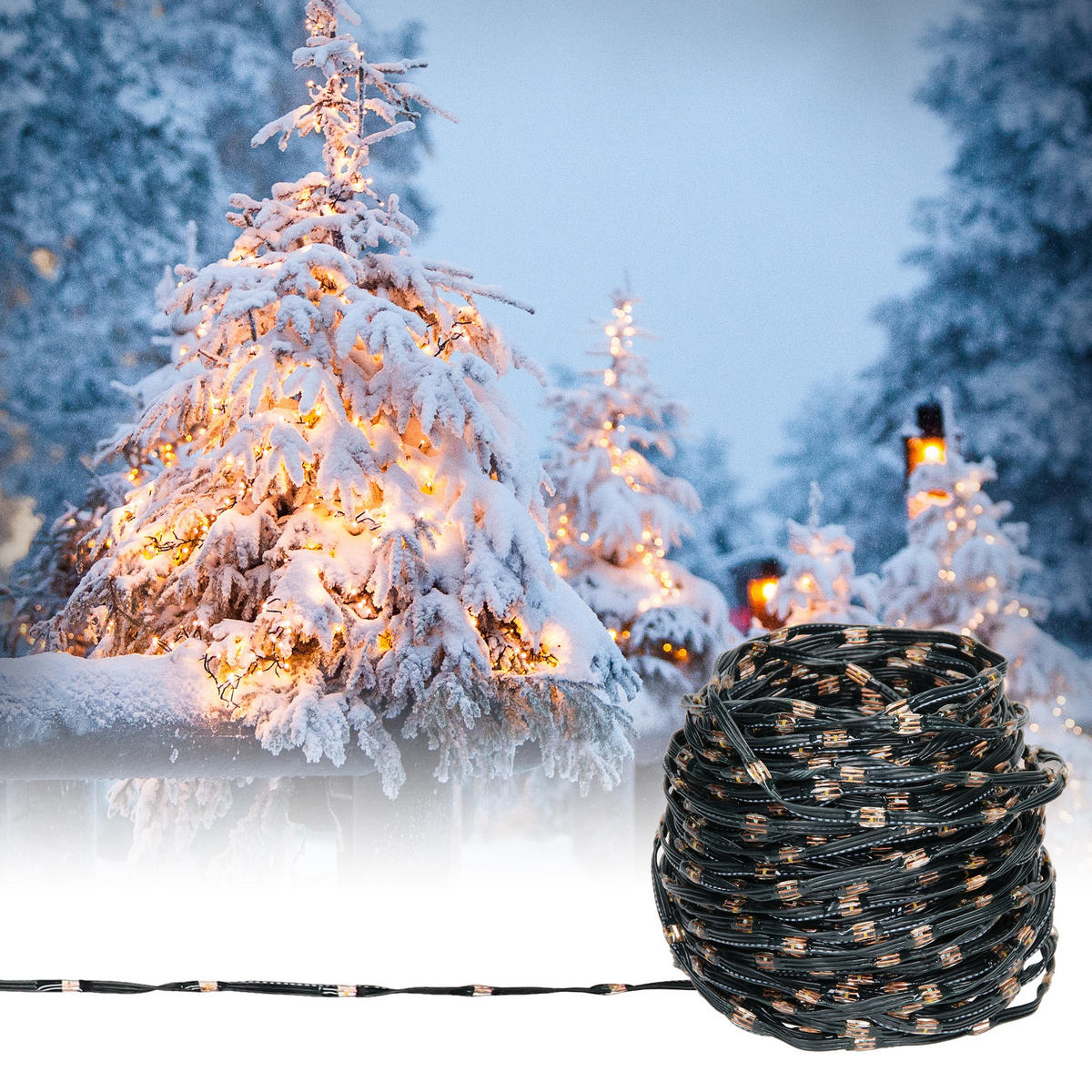 LED MICRO CLUSTER LICHTERKETTE Cluster Lichterkette 24m 800 LED Extra-Warmweiß 8Modi Außen - Grün, Kunststoff (2700cm) - ECD-Germany