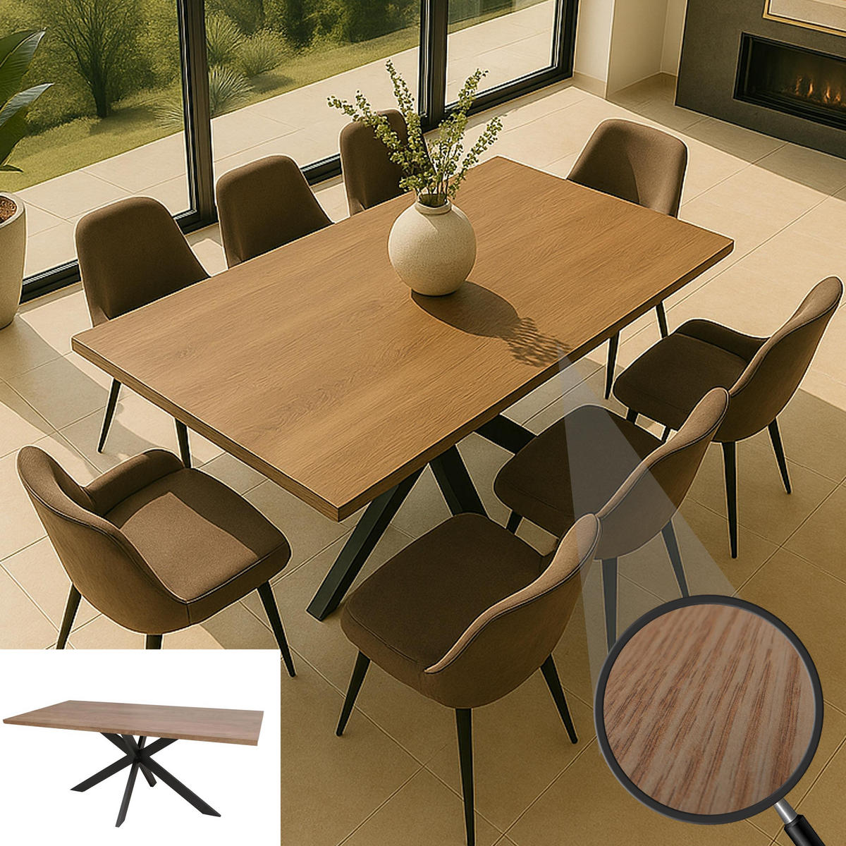 ESSZIMMERTISCH eckig Walnuss Dekor - Walnussfarben, Holzwerkstoff (90/180/76cm) - MCW