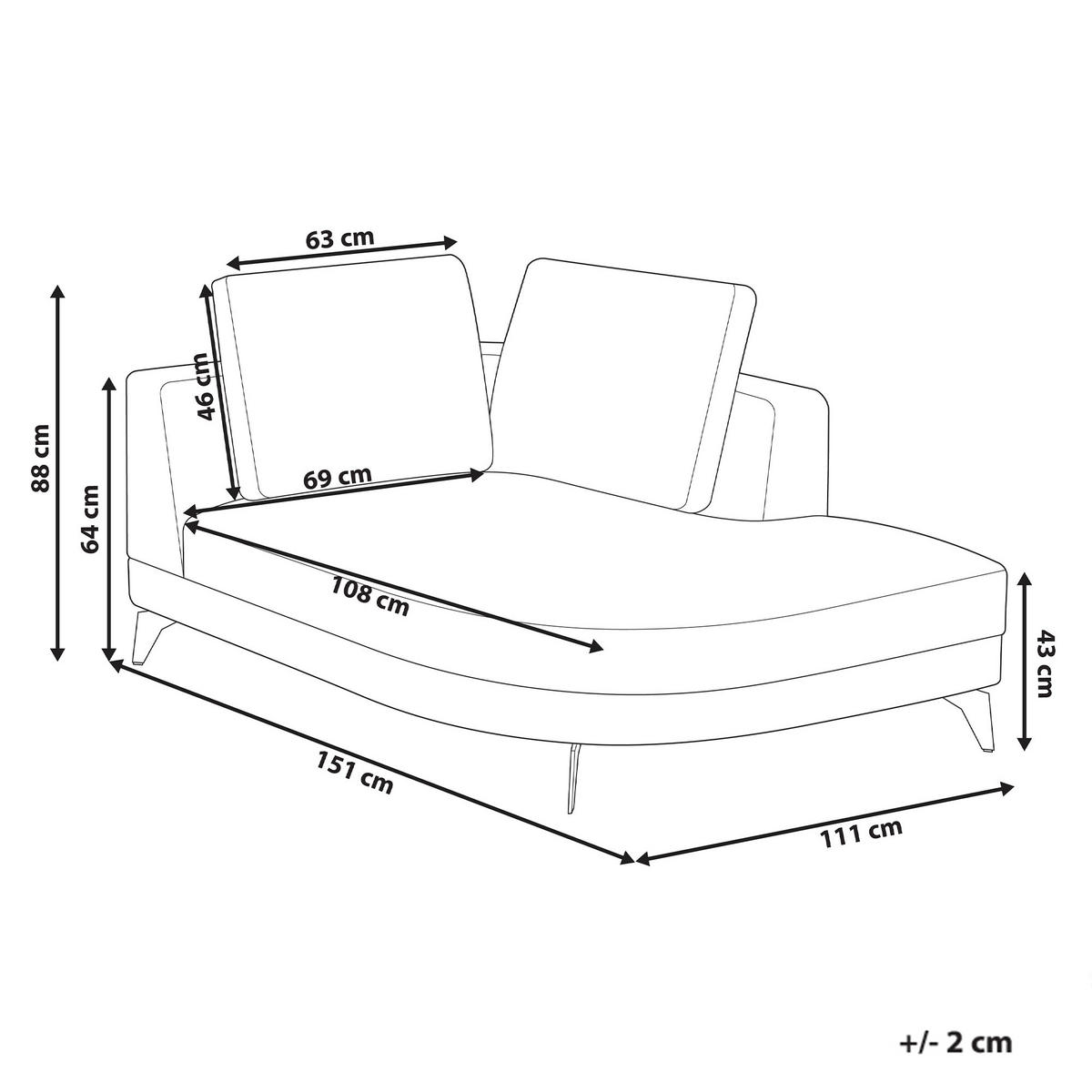 CHAISELONGUE-LINKSSEITIGE Kunstleinen Grau Yuri - Dunkelgrau/Schwarz, Textil (111/88/151cm) - Beliani