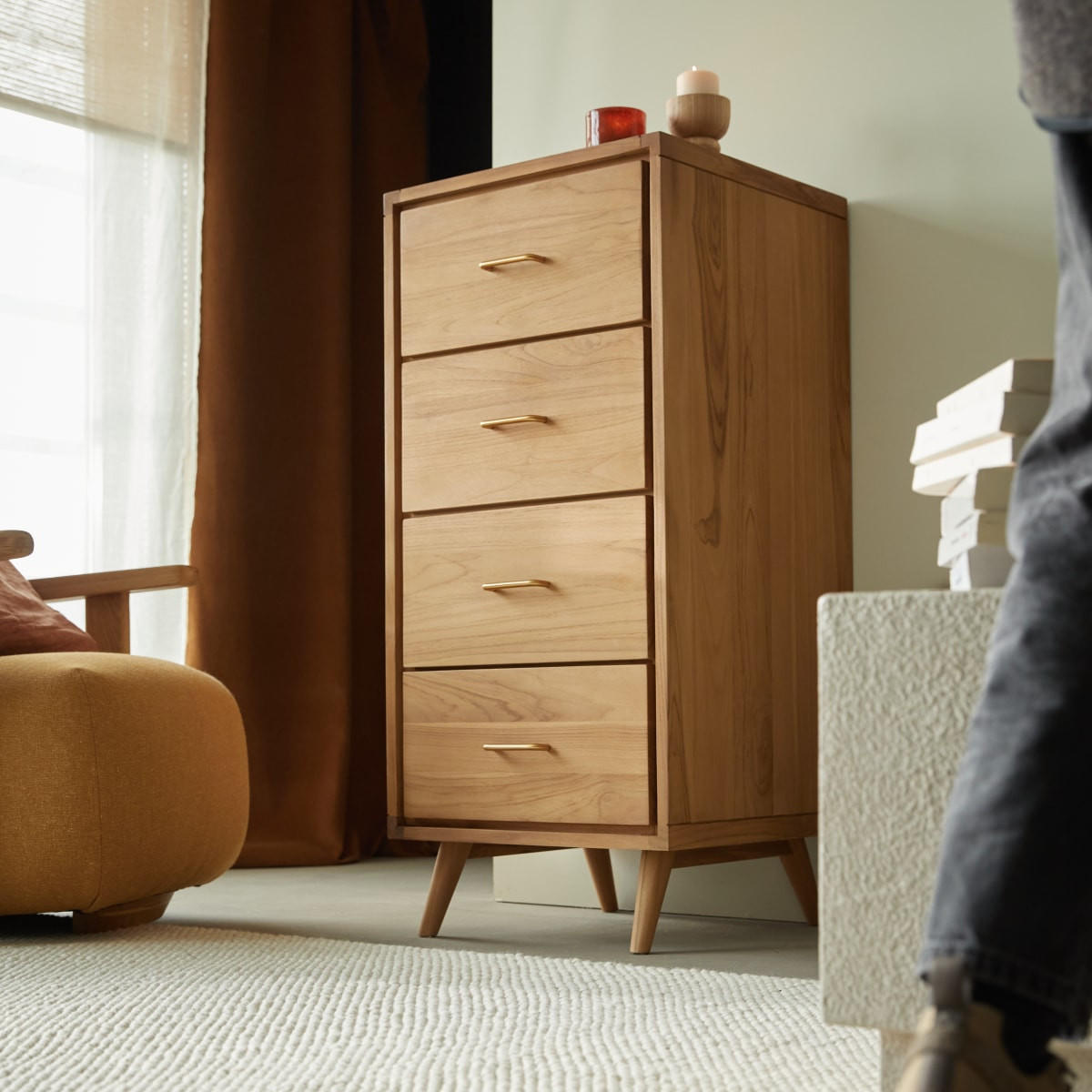 KOMMODE Kort Natur aus Teak - Naturfarben, Holz (54/116/50cm) - Tikamoon