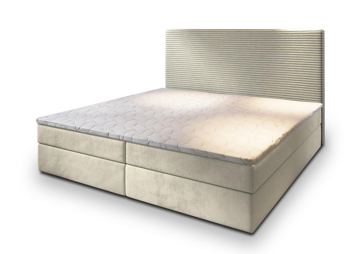 POSTEL BOXSPRING GIARRO 140x200 cm, s matrací a úložným prostorem, krémová - krémová, kompozitní dřevo/textil (140/200cm) - MASSENO