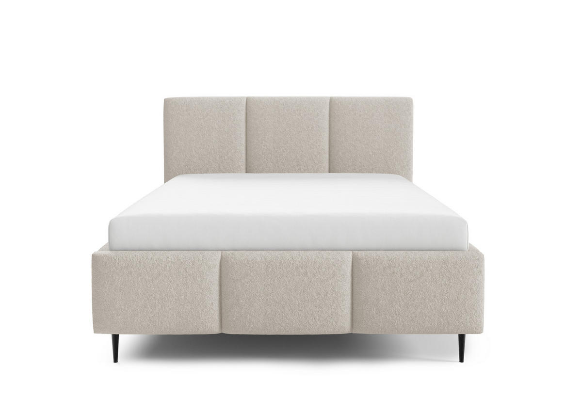 POLSTERBETT VALERIO mit Beinen mit Bettkasten, Bett 180x200,Doppelbett,Lattenrost,Boxspringbett-Optik,ohne Matratze,Schlafzimmer-Beige - Beige, Holz (180/200cm) - Furnistar
