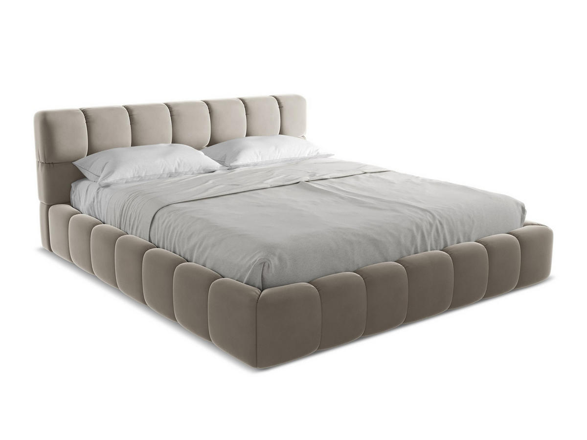 POLSTERBETT mit Bettkasten und Lattenrost 200x228 Grau - Taupe/Schwarz, Kunststoff/Textil (180/200cm) - Makamii