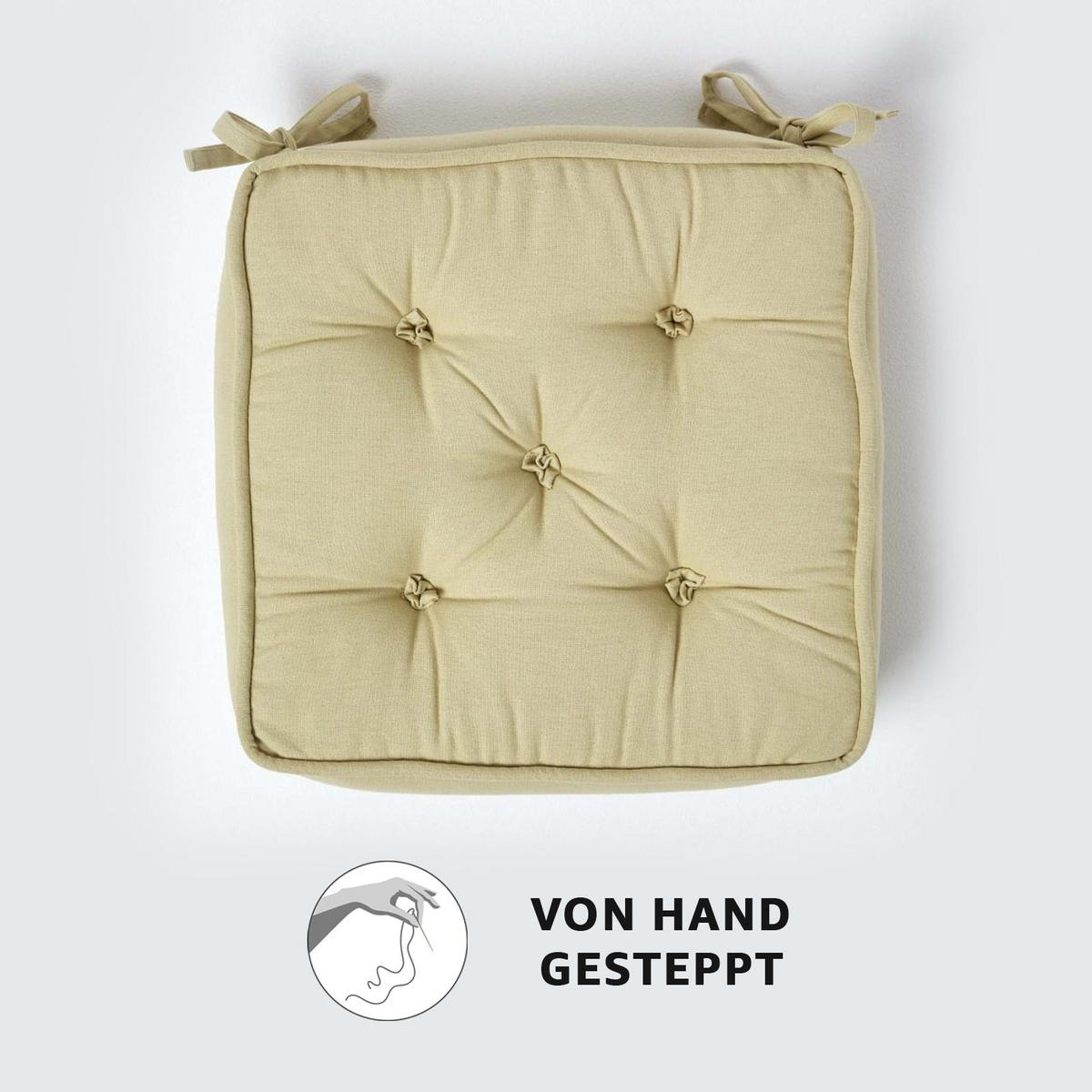 SITZKISSEN hellgrün 40/40/10 cm – Stuhlkissen Baumwolle - Hellgrün, Textil (40/40/10cm) - Homescapes