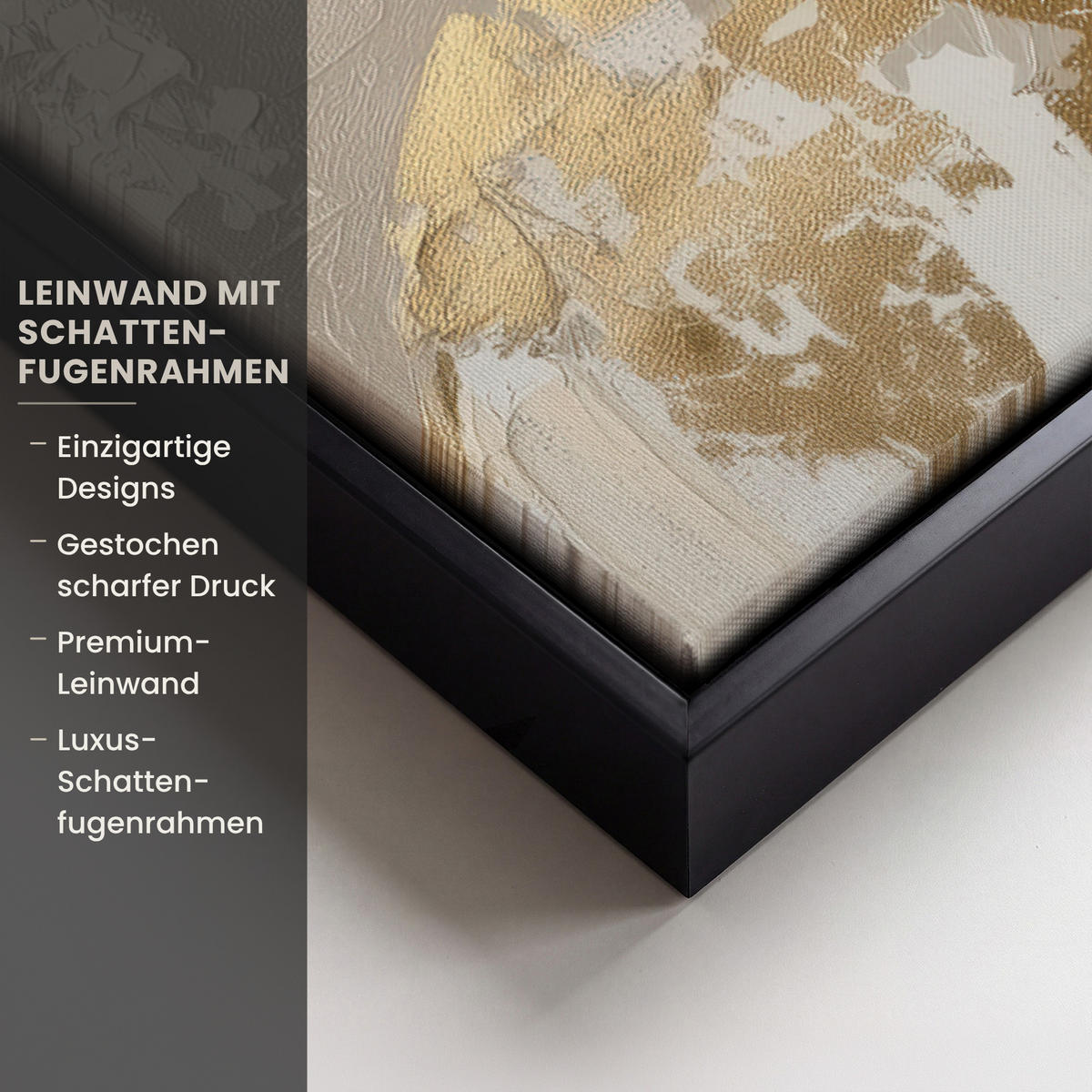 LEINWAND Bilder mit Rahmen - Gesicht - Frau - Blätter - Gold - 40x60 - Beige, Textil (40/60cm) - MuchoWow