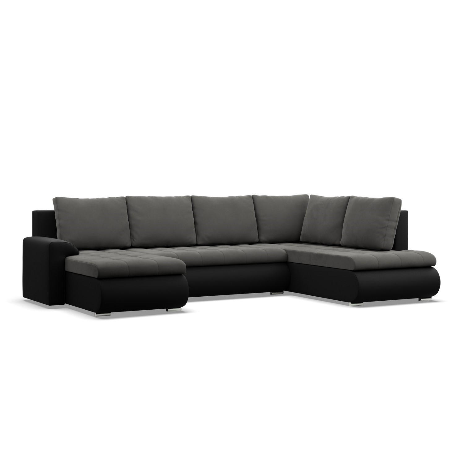 U-SOFA MIT SCHLAFFUNKTION FORESTA, Dunkelgrau + Schwarz - Dunkelgrau/Schwarz, Textil (300/89/200cm)