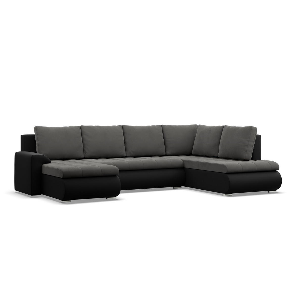 U-SOFA MIT SCHLAFFUNKTION FORESTA, Dunkelgrau + Schwarz - Dunkelgrau/Schwarz, Textil (300/89/200cm)