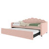 TAGEBETT 90x200cm + 180x200cm Rosa Samt Ausziehbett LED-Streifen - Pink, Holz (180/200cm) - FLIEKS