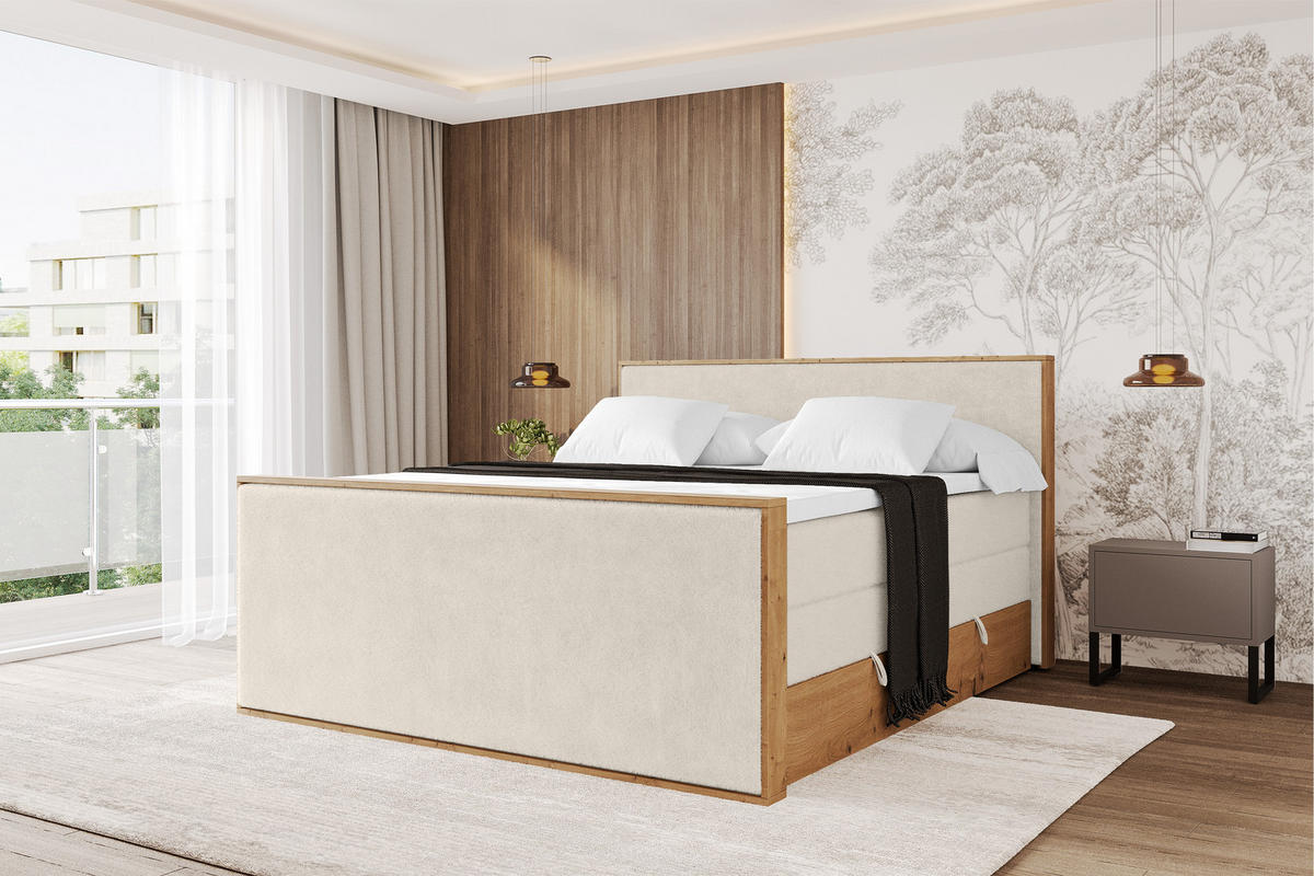 BOXSPRINGBETT LOLLI9 -Z-KING 180x200 - H3/H4 Hellbeige - Sandfarben, Holzwerkstoff (180/200cm) - ALTDECOR
