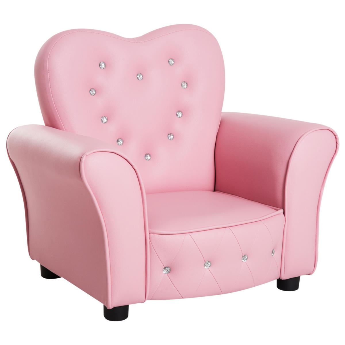 KINDERSOFA Kindersessel herzförmig Prinzessin Minisofa Kinderzimmer Sofa mit - Rosa, Kunststoff (41.5/49/59cm) - HOMCOM