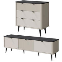 WOHNZIMMER-SET Marly 2-tlg Kaschmir / Graustein - Kaschmir/Beige, Holz/Holzwerkstoff (250/82/40cm) - Feldmann-Wohnen