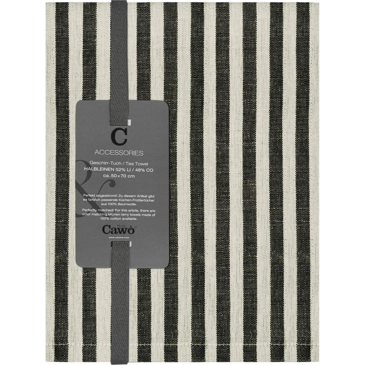 GESCHIRRTÜCHER LINEN CLASSICS STREIFEN 537 SCHWARZ - 93 - Schwarz, Textil (50/70cm) - Cawö