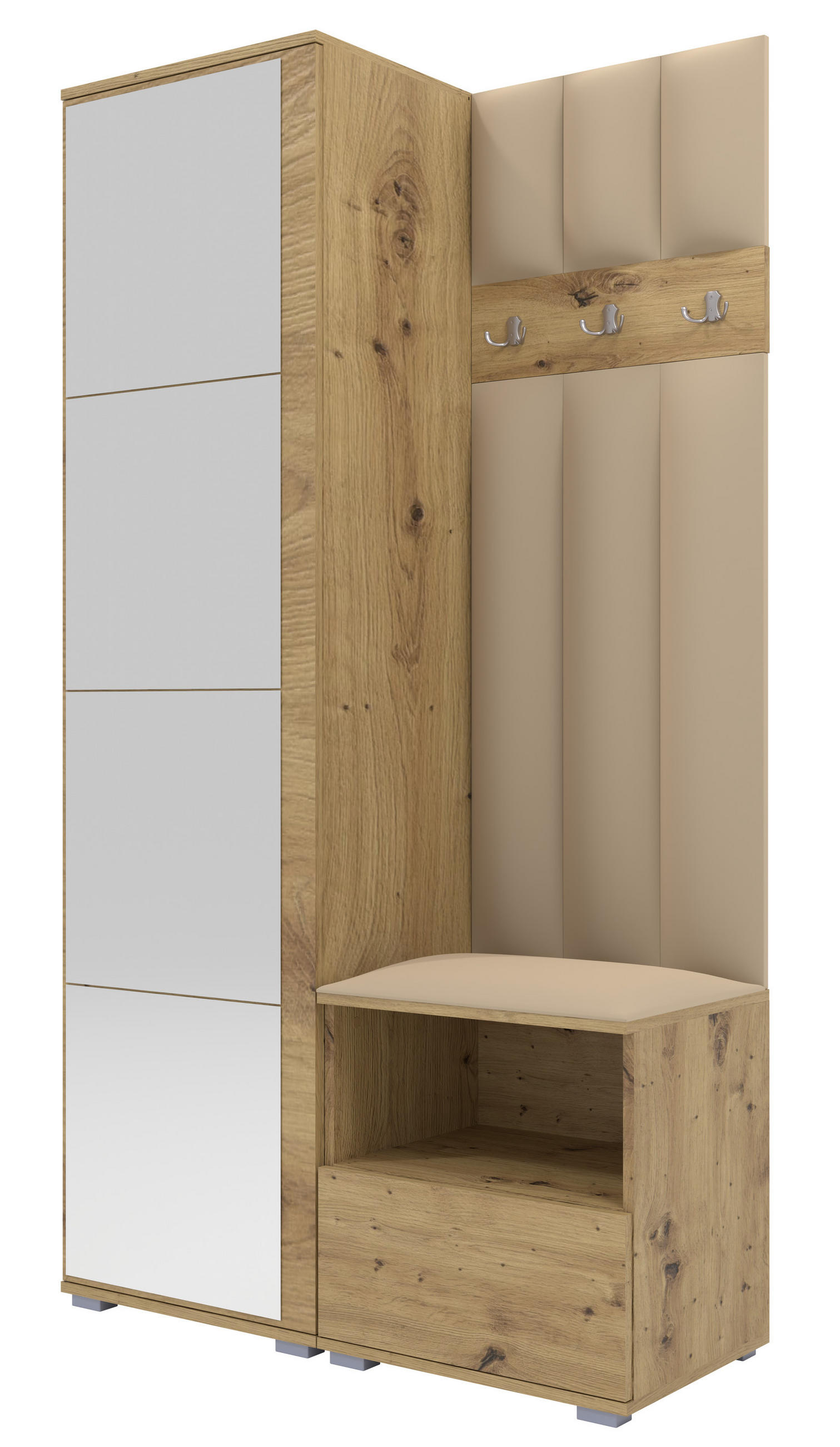 Ravio Gepolstert Eiche Artisan, Beige 100x187x40 cm