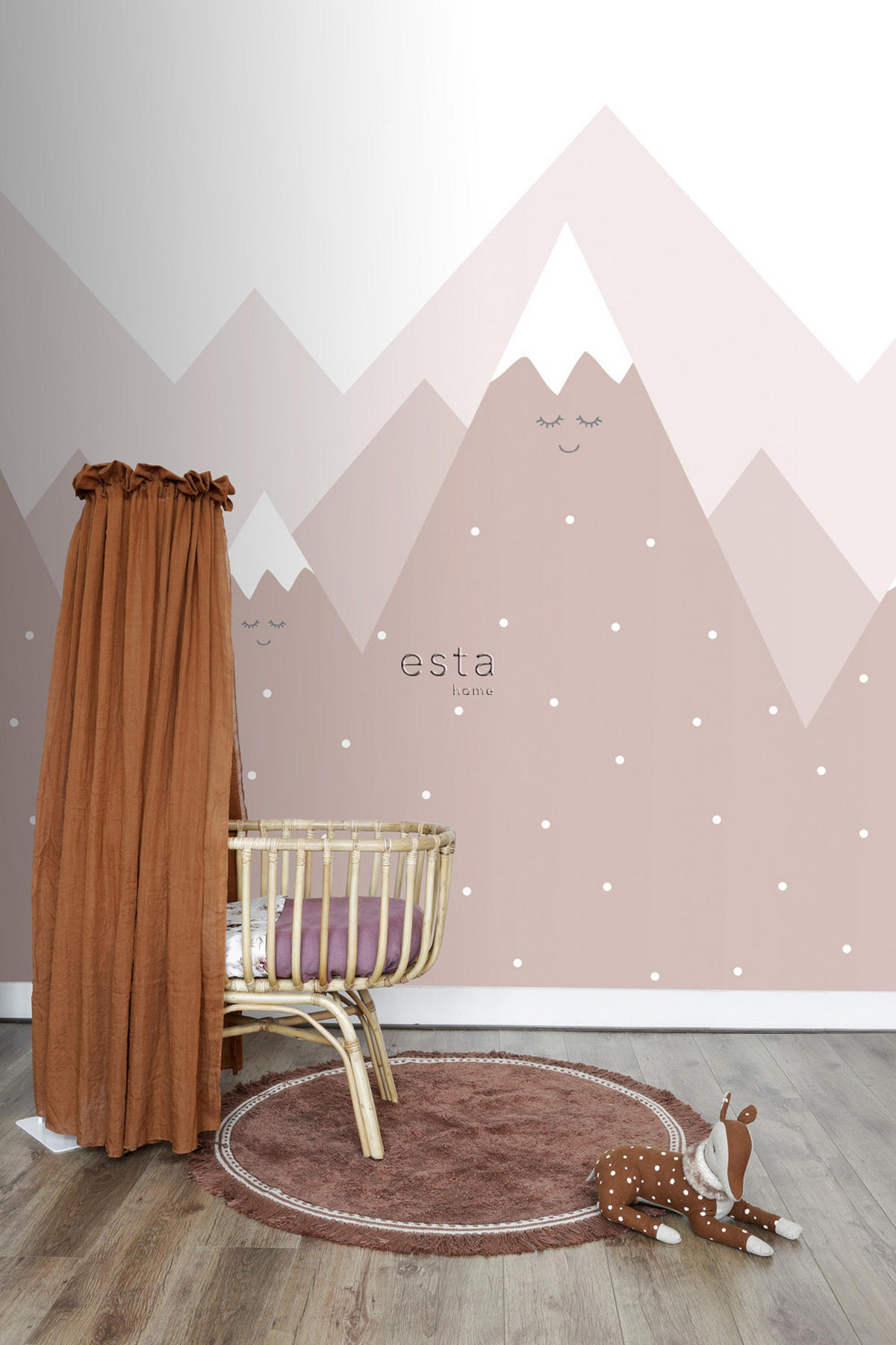 FOTOTAPETE Berge 200 x 279 cm - Pink, Papier (200/279cm) - ESTAhome