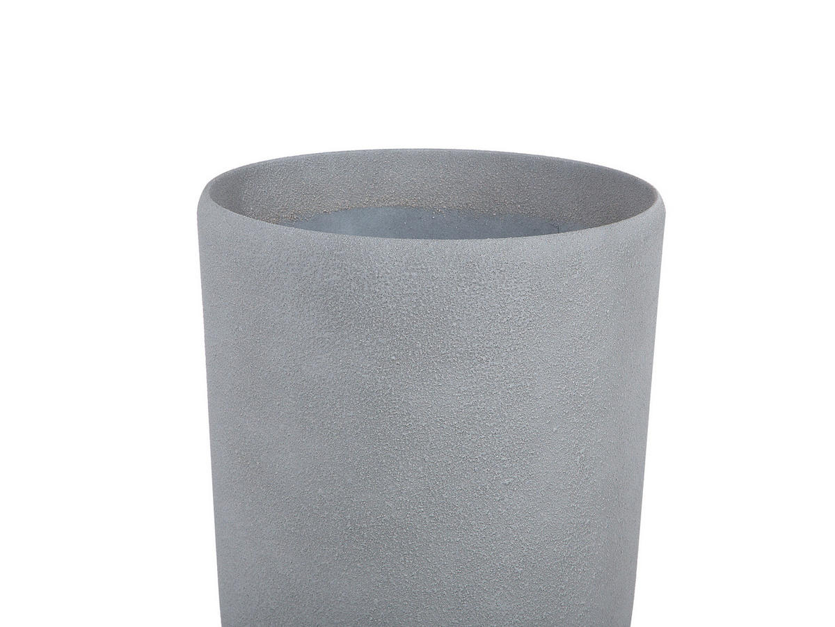 BLUMENKÜBEL 2er-Set grau rund 23/23/42 cm Abdera - Grau, Stein (42cm) - Beliani