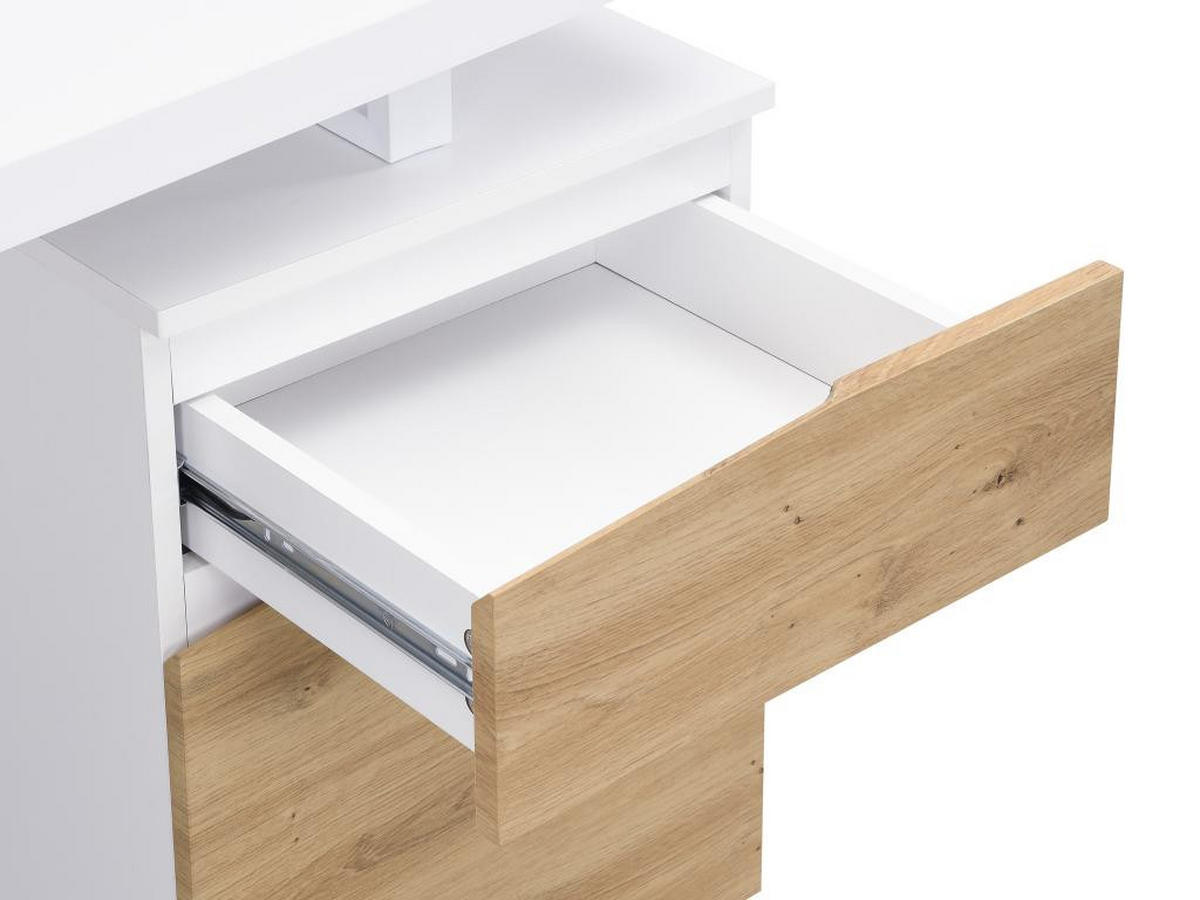 SCHREIBTISCH mit 1 Schublade & 1 Tür - MDF & Stahl - Natur & Weiß - GOTAMA - Naturfarben, Metall (140/60/75cm) - Vente-Unique