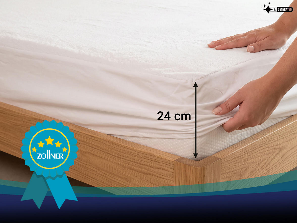 MATRATZENSCHONER, 90x200 cm, 75% Baumwolle, 25% Polyester, Weiß - Weiß, Textil - Zollner