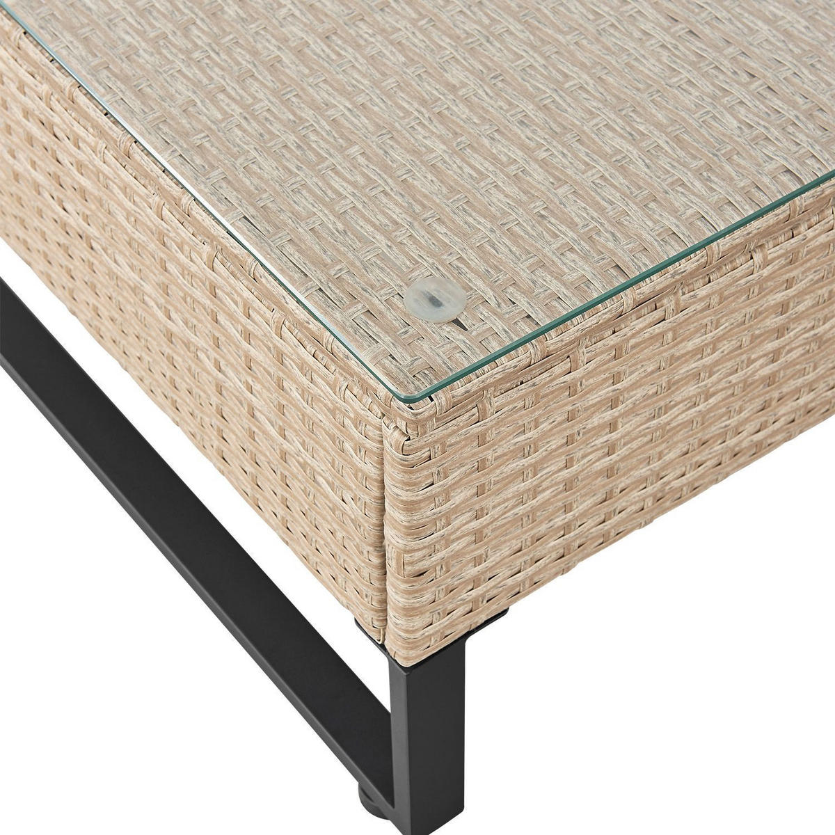 LOUNGEGARNITUR Santorini creme / sand inkl. Abdeckung - Creme, Kunststoff/Metall - Juskys