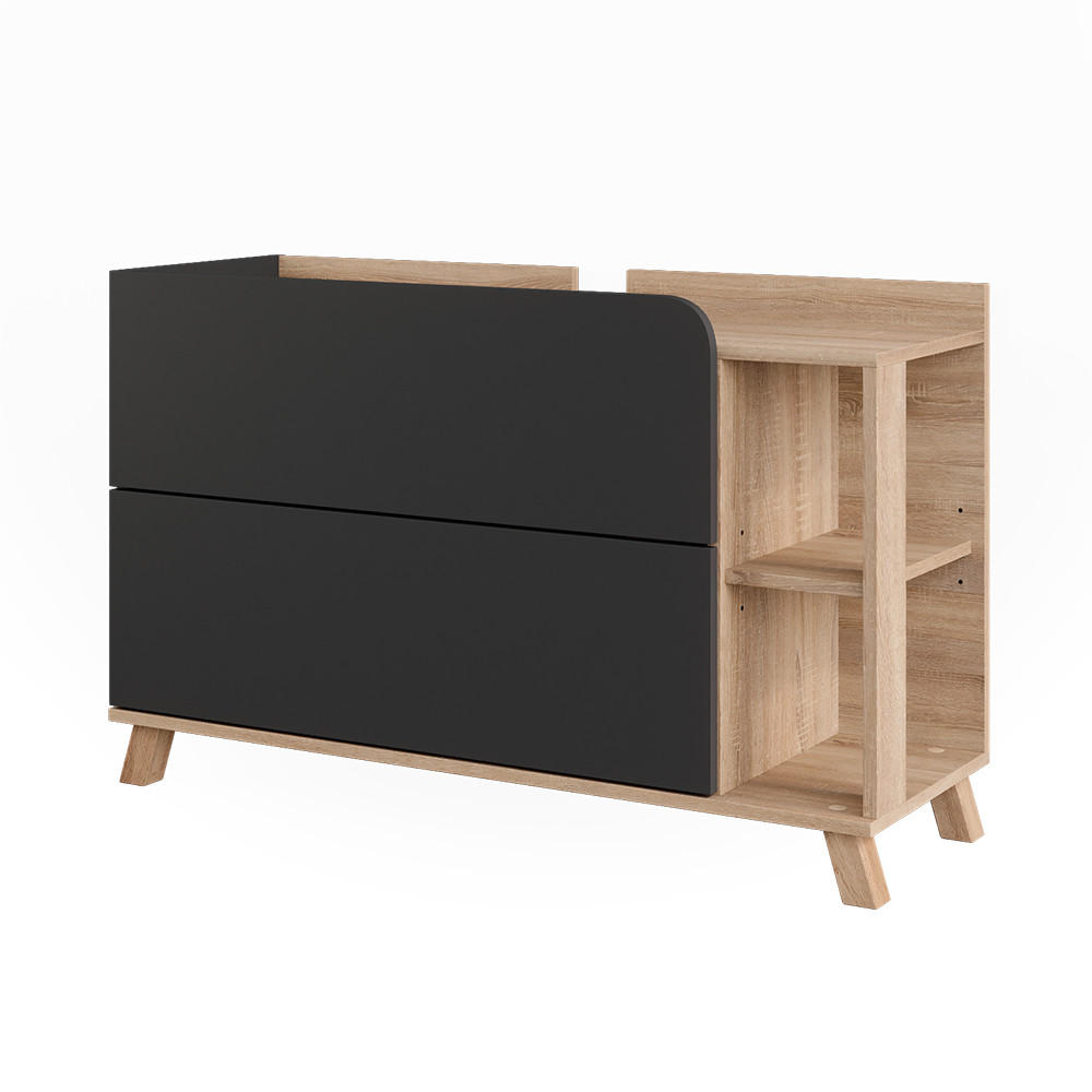 WASCHBECKENUNTERSCHRANK Karen Sonoma/Anthrazit 100 x 65 cm mit 2 Schubladen - Anthrazit, Holzwerkstoff (100/65/35cm) - Vicco