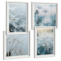 BILDER SET 4er Set - 50x50 cm & 40x60 cm Weißer Rahmen - Tautropfen auf Löwenzahn - Weiß, Kunststoff (50/50cm) - TULUP