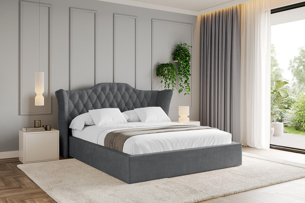 POLSTERBETT mit Bettkasten und Lattenrost, Boxbett ohne Matratze - ZORAN 180x200 Dunkelgrau - Anthrazit, Holzwerkstoff/Textil (180/200cm) - ALTDECOR