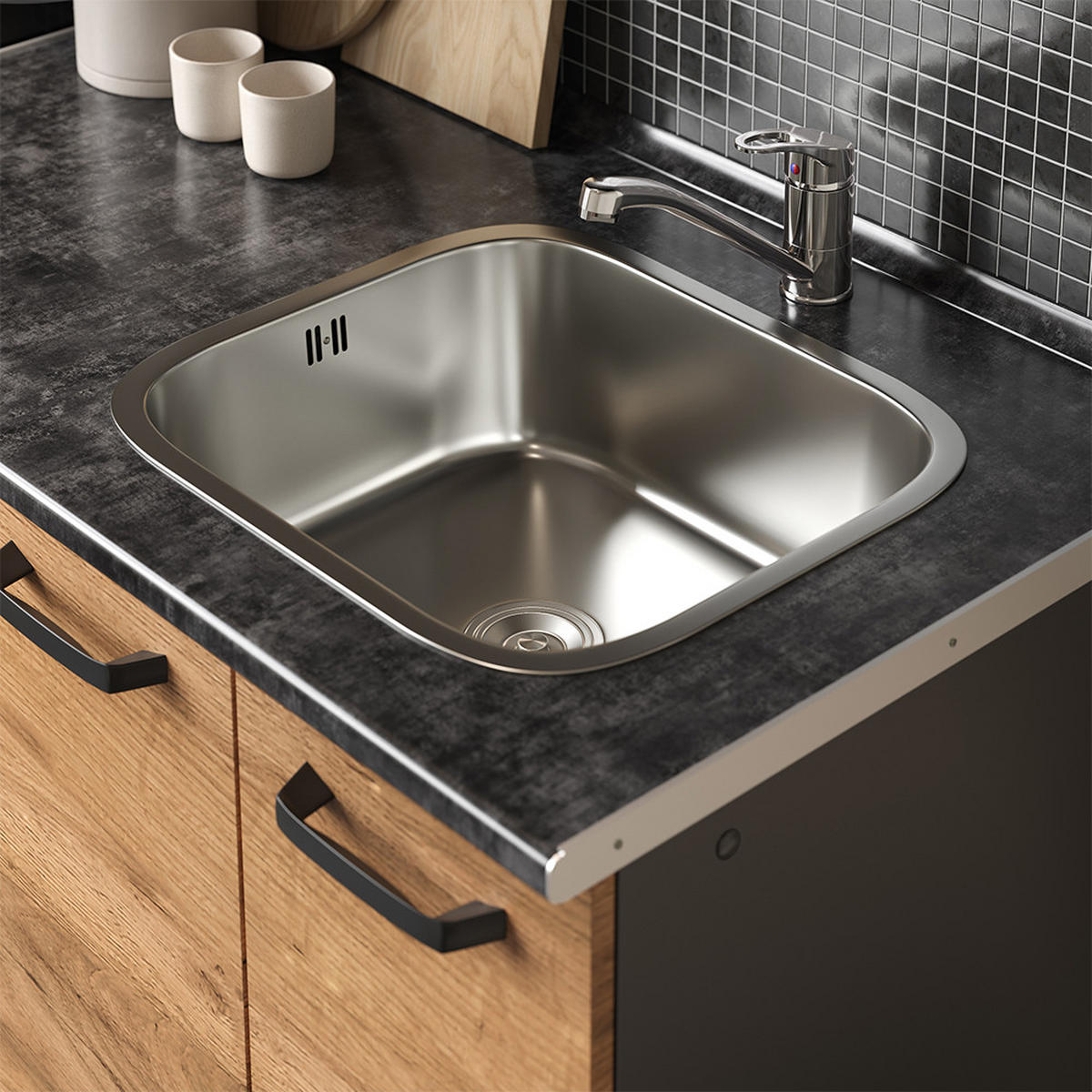 SINGLEKÜCHE R-Line Goldkraft Eiche/Anthrazit 160 cm mit Herdumbauschrank und Spüle ohne AP - Honigeiche/Anthrazit, Holzwerkstoff (160/81.6/46cm) - Vicco