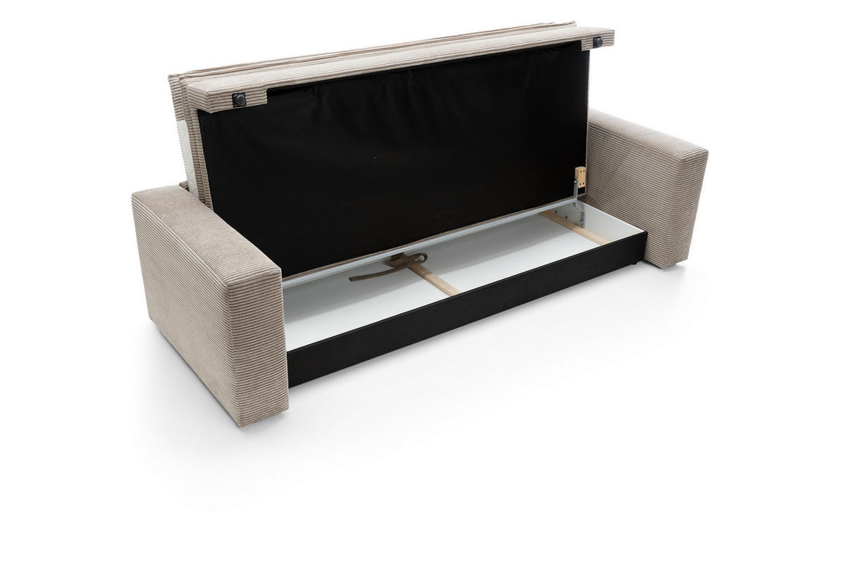 BETTSOFA SCORZA Beige Velours-Stoff mit Schlaffunktion - Beige, Textil (95/82/244cm) - MASSENO