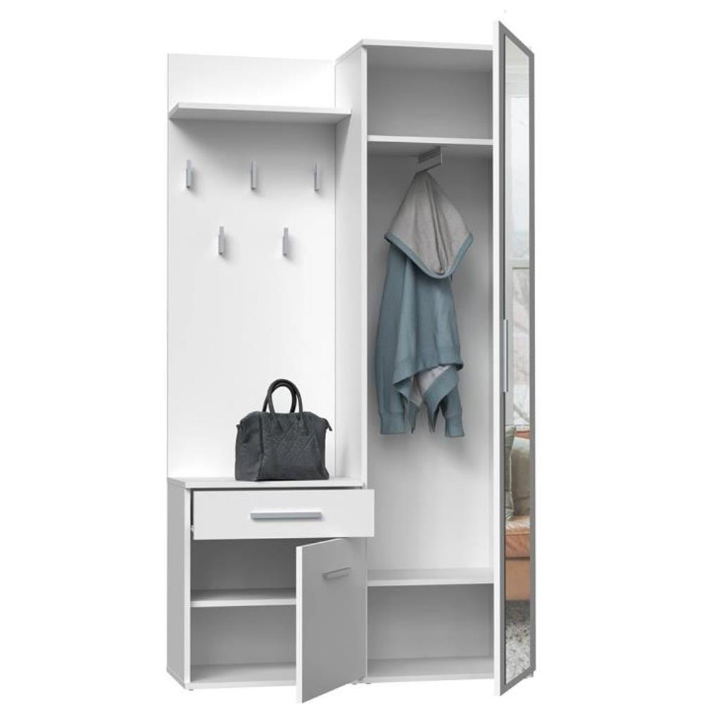 GARDEROBE Fiora 100/180/35 weiß - Chromfarben/Weiß, Holzwerkstoff/Kunststoff (100/180/35cm) - Beautysofa