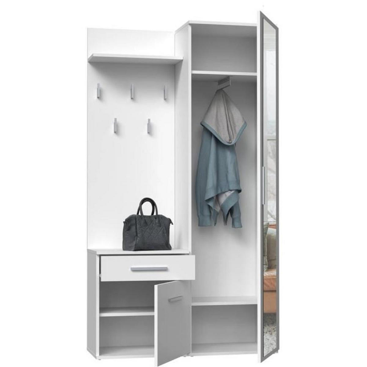 GARDEROBE Fiora 100/180/35 weiß - Chromfarben/Weiß, Holzwerkstoff/Kunststoff (100/180/35cm) - Beautysofa