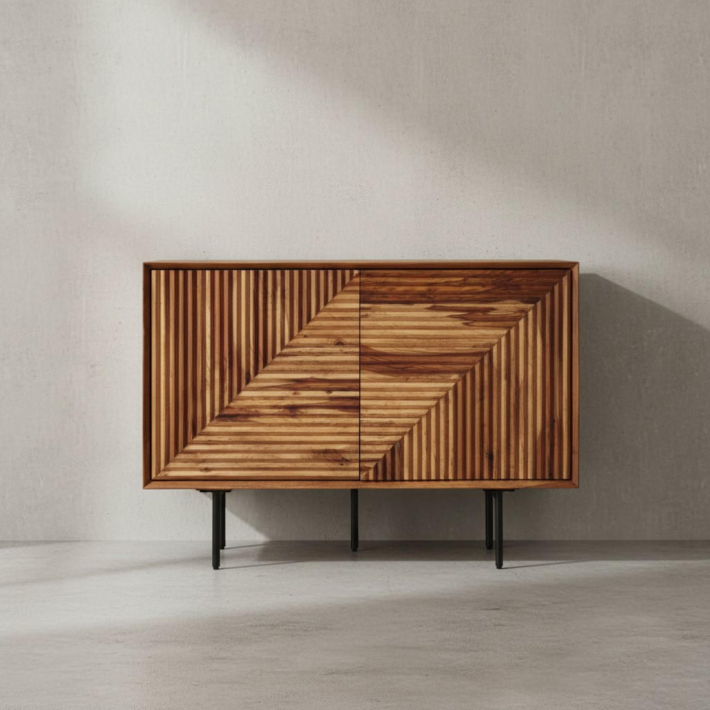 SIDEBOARD – "Harmony", Massivholz mit Metalldetails, viel Stauraum - Schwarz/Braun, Holz/Metall (100/71/40cm) - KADIMA DESIGN