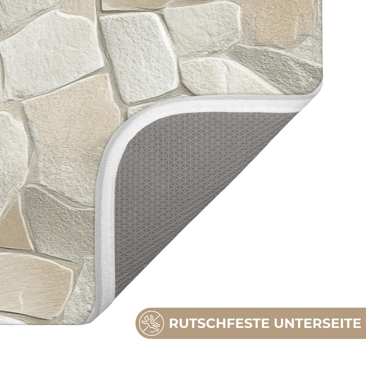 KÚPEĽŇOVÁ PREDLOŽKA Mozaika - Kamienky - béžová 90x60 cm - krémová/béžová, textil/plast (90/60cm) - OnlyWow