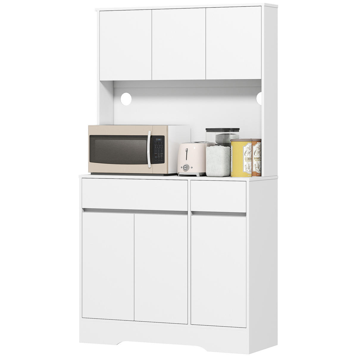 BUFFET DE-08679 offene Arbeitsfläche mit Kabellöchern Weiß - Weiß, Holzwerkstoff (38/180/100cm) - ComfortXL
