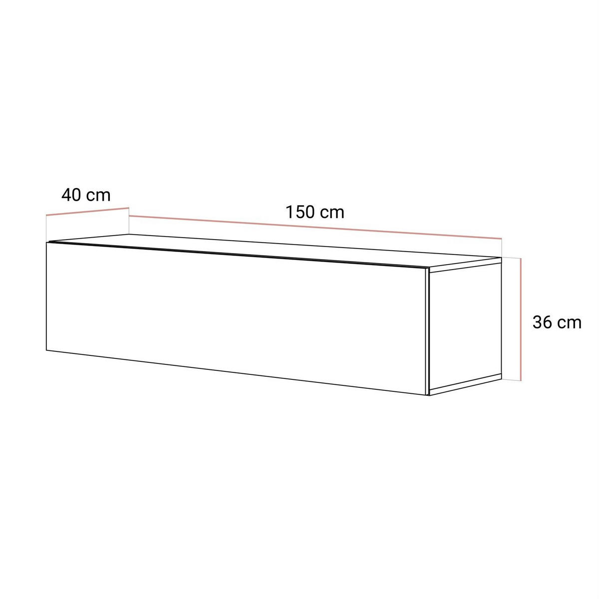 HÄNGENDER TV-Unit COLGANTE NUSSBAUM 150 cm LED - Nussbaumfarben, Holzwerkstoff (150/36/40cm) - Lookway