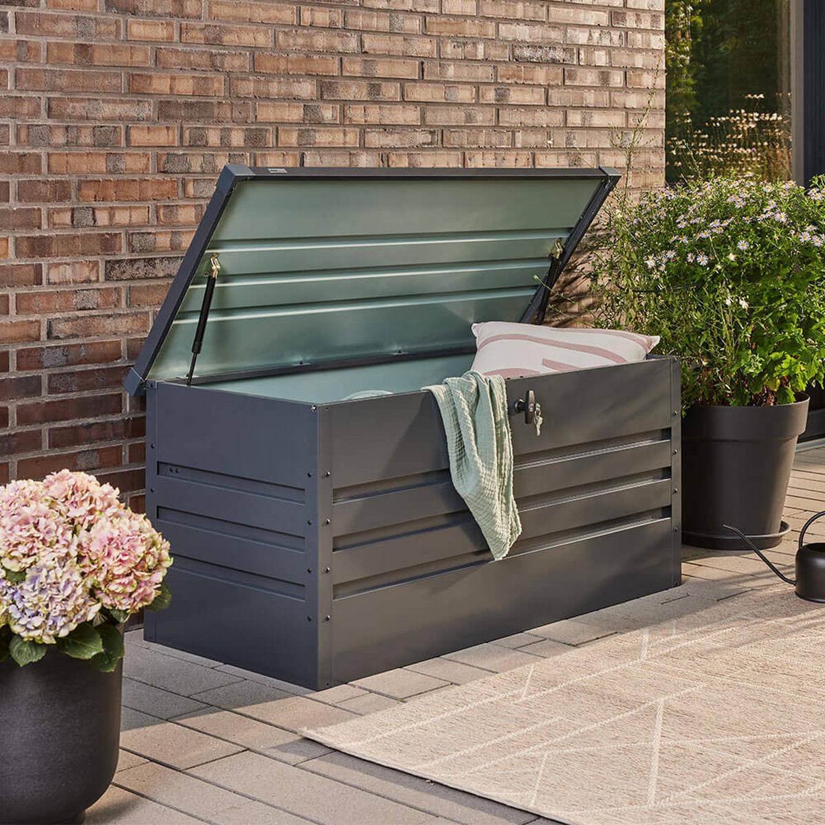 METALLAUFBEWAHRUNGSBOX MEGABOX XL - Größe: 400L - Anthrazit, Metall (126/62/56cm) - Home Deluxe