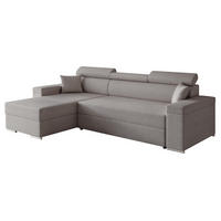 ECKSOFA AISHA mit Schlaffunktion und Bettkasten Grau - Grau, Holzwerkstoff/Kunststoff (250/90cm) - Idohome
