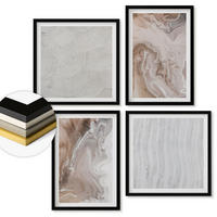 WANDBILDER 4er-Set - 50x50 cm & 40x60 cm Schwarzer Rahmen - Abstrakte Marmormuster aus Stein - Schwarz, Kunststoff (50/50cm) - ArtPrintCave