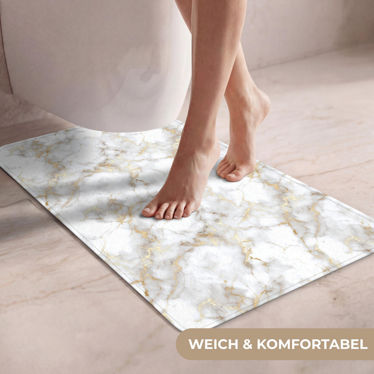 WC PŘEDLOŽKA Zlaté žilky - Mramor - Bílý 50x80 cm - bílá, textil/plast (50/1cm) - OnlyWow