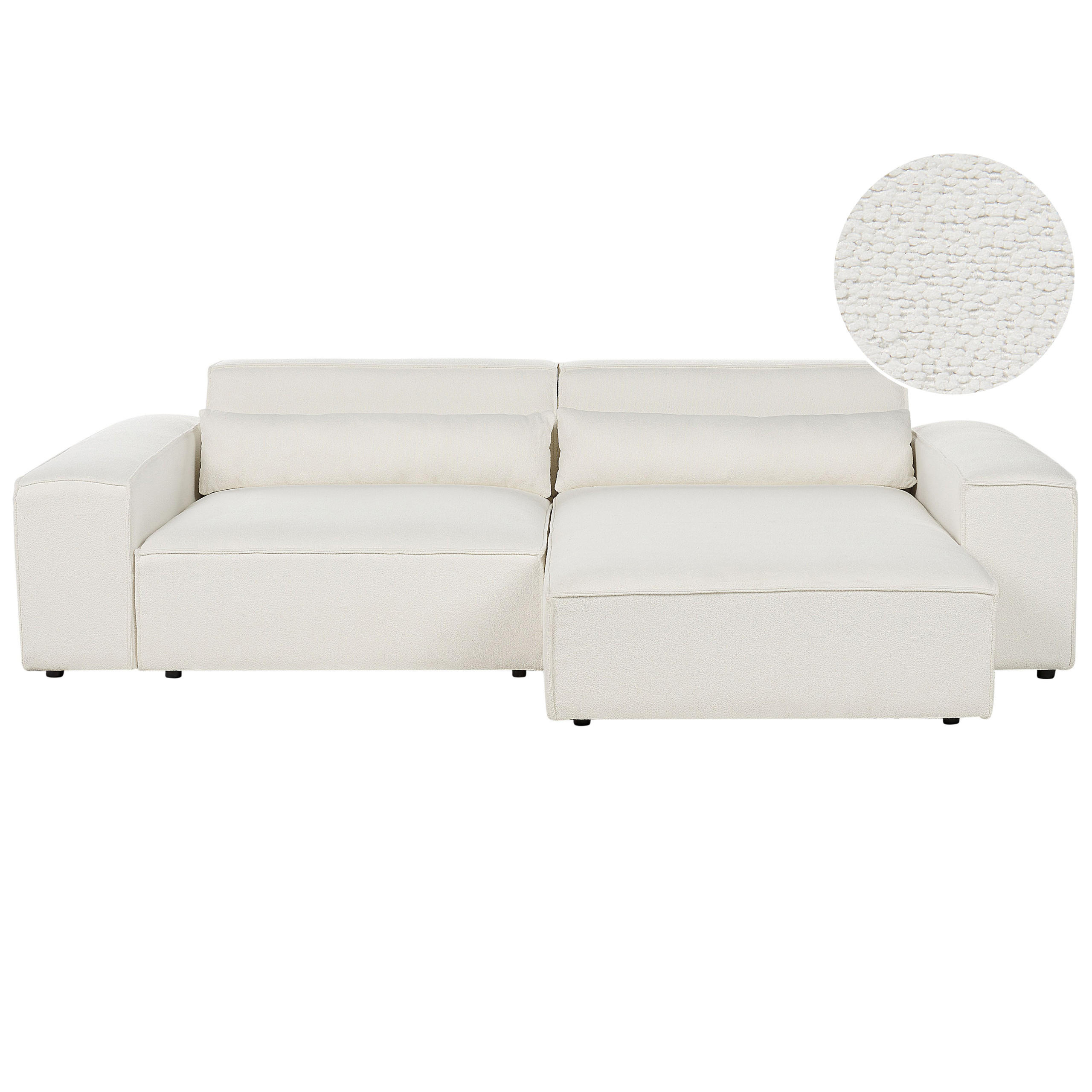 ECKSOFA Modul 3-Sitzer linksseitig Cremeweiß Bouclé Hellnar - Creme, Textil (262/176cm) - Beliani