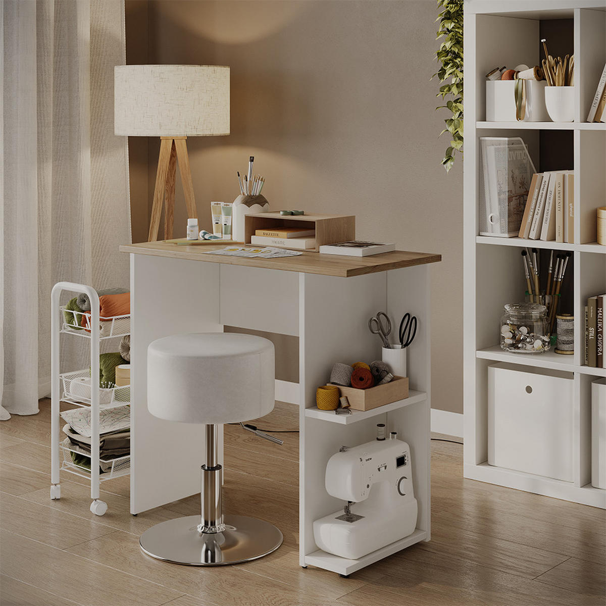 PSACÍ STŮL Simple Bílá/Artisan 80 x 40 cm - bílá/světle šedá, kompozitní dřevo (40/80/76cm) - Vicco