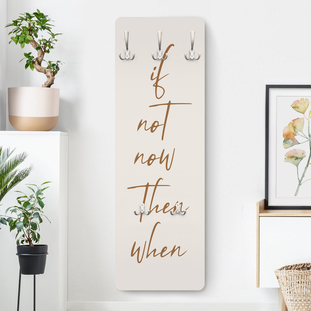 WANDGARDEROBE - If not now then when 34/105 cm - Beige, Holzwerkstoff (34/105/1.6cm) - Bilderwelten