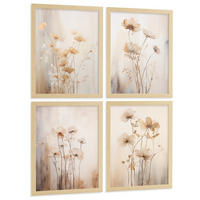 POSTER 4er-Set Wandbilder Blumen Vintage modern Wohnzimmer Deko, Schlafzimmer, Küche, Badezimmer Rahmenlos A3 - Beige, Papier (29.7/1/42cm) - Nacnic