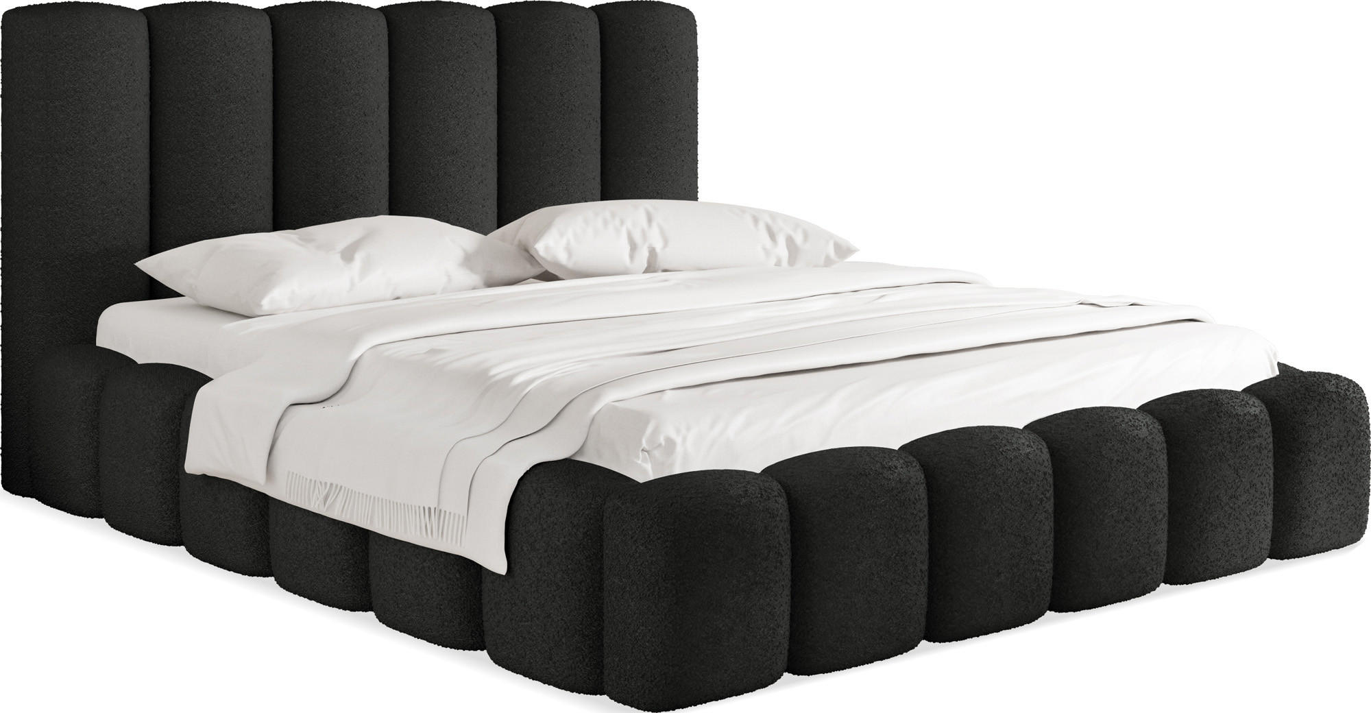 POLSTERBETT Serenity mit Bettkasten, Schwarz Boucle 180x200 cm - Birkefarben/Schwarz, Holz/Holzwerkstoff (180/200cm) - WFL GROUP