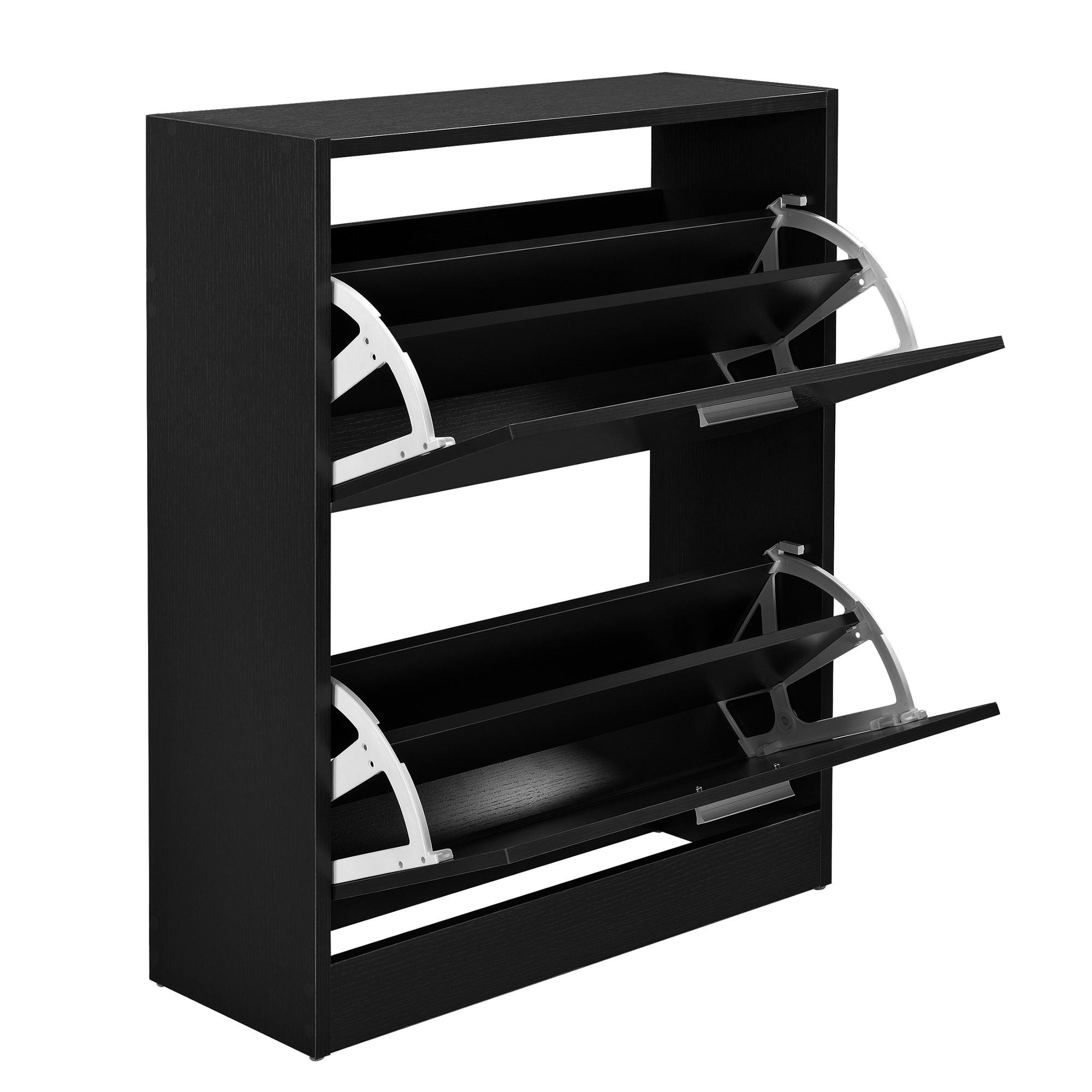 SCHUHSCHRANK Sykkylven - Schwarz, Holzwerkstoff (63/81/24cm) - [en.casa]