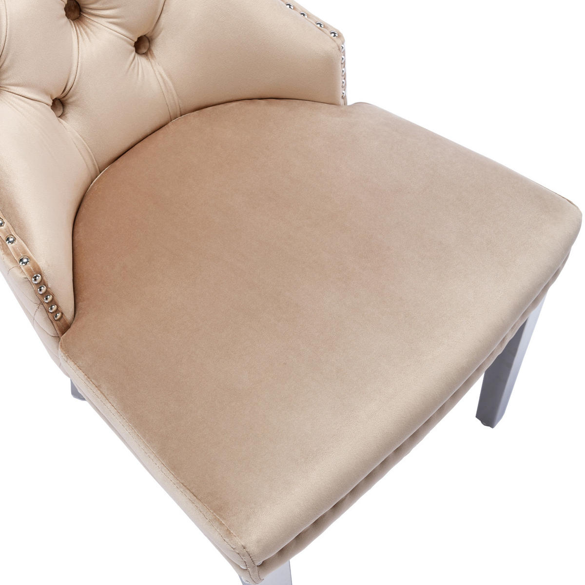 ESSZIMMERSTUHL Samt Beige mit Massivholzrahmen und Metallbeinen - Beige, Metall (62.5/94.5/53cm) - Meubliv